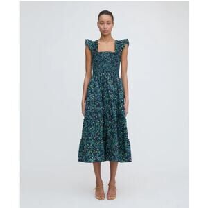 Hill House Home Ellie A-Line Nap Dress Emerald Space Floral Green Size Small